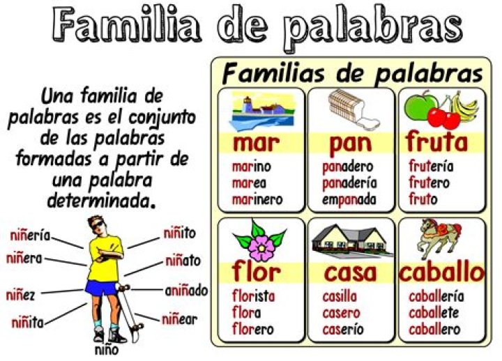¿Cómo formar familias de palabras ejemplos