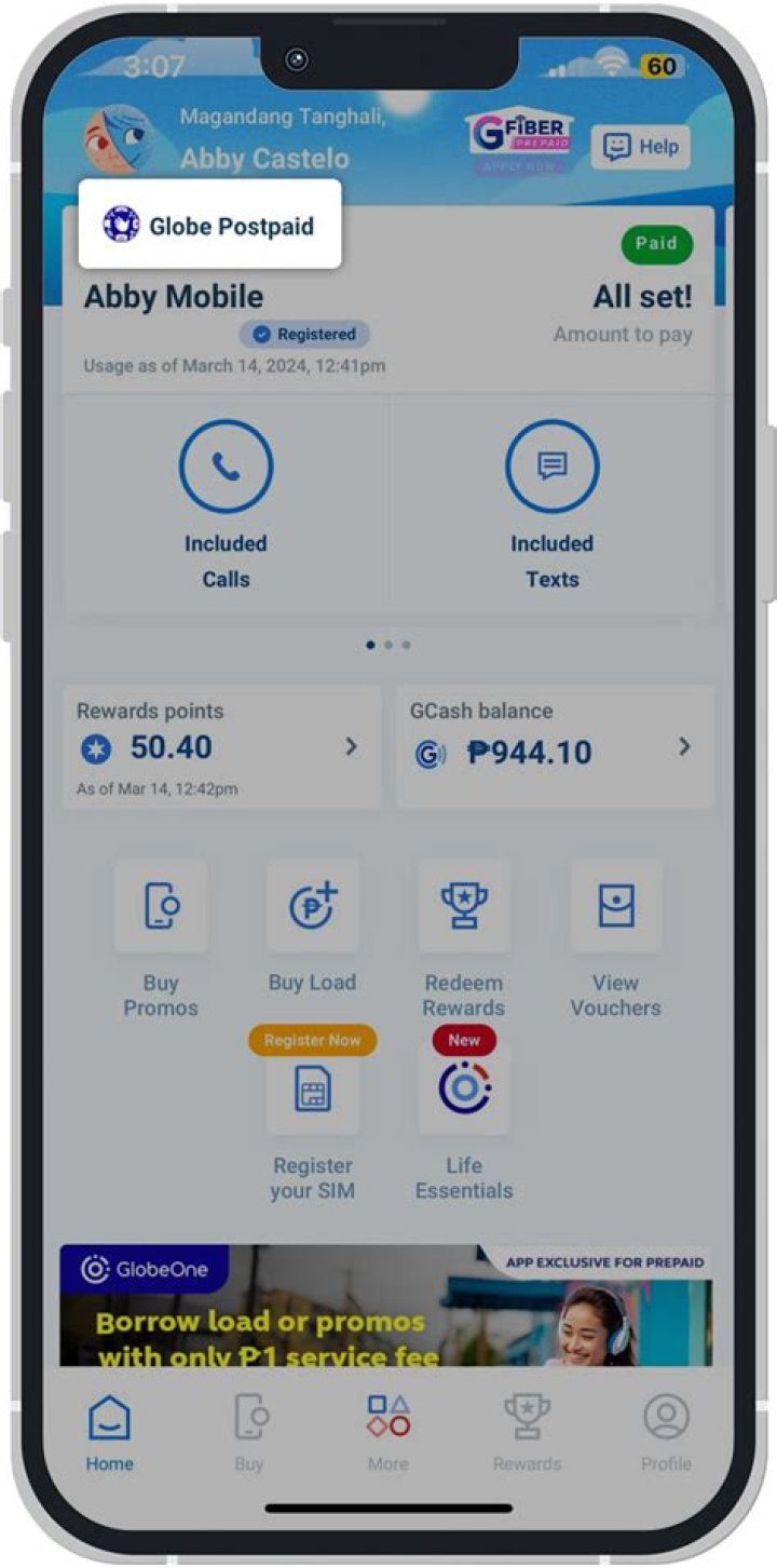How can I check my Globe postpaid balance?