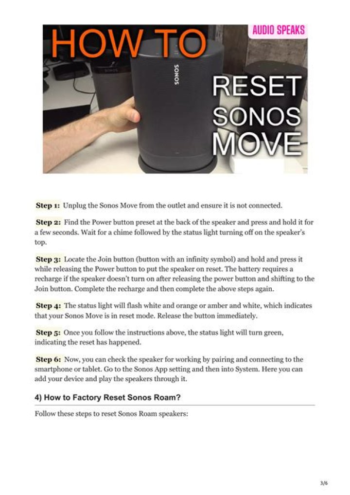 How do I manually reset my Sonos?