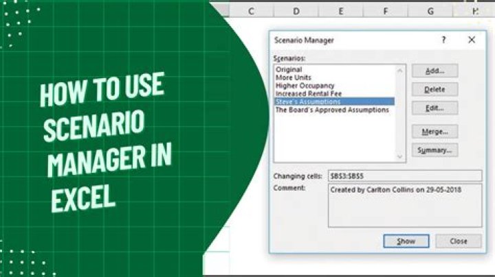 How do I set up scenario manager in Excel