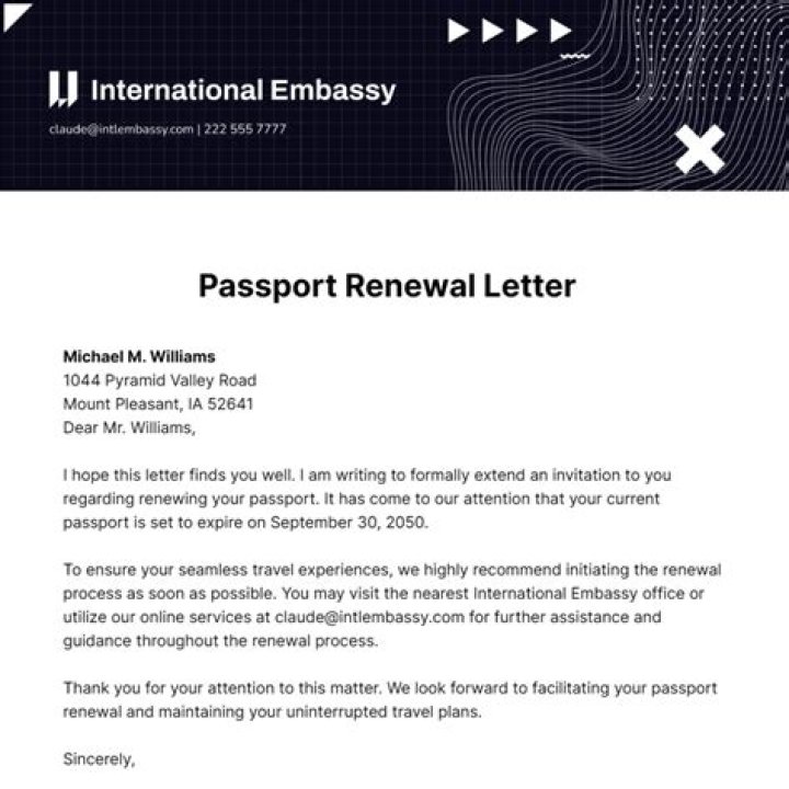 How do I write a letter to the embassy for passport renewal?