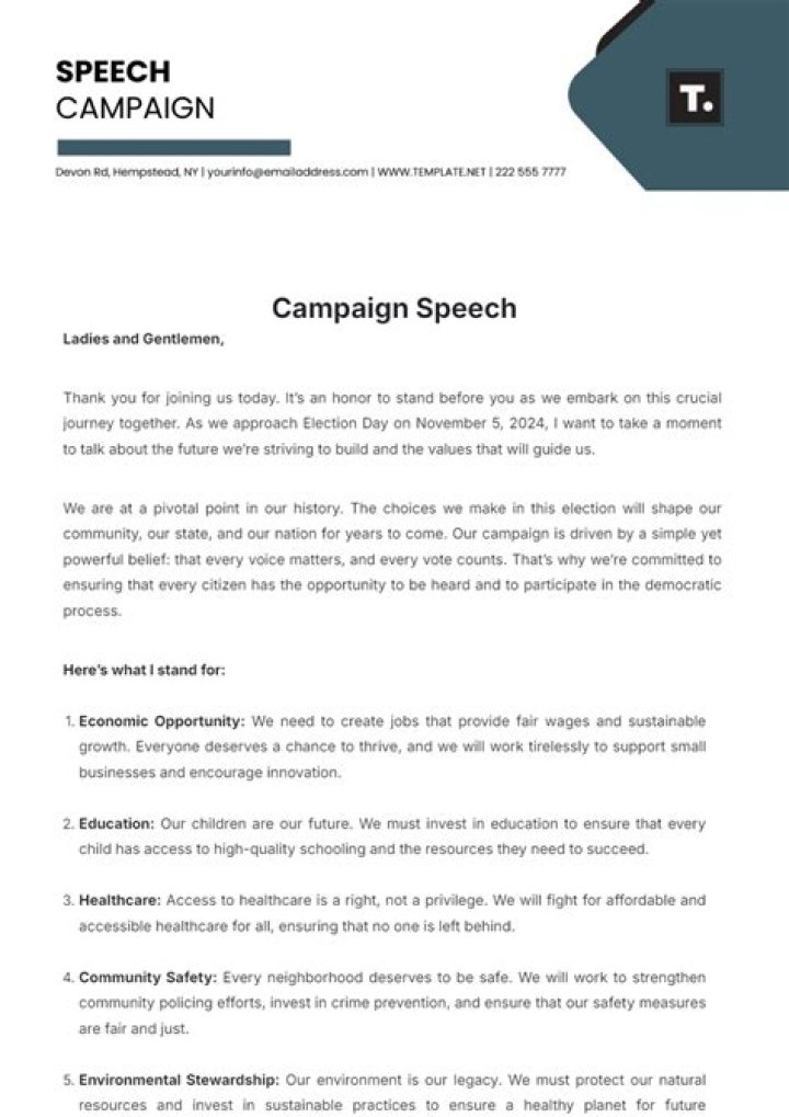 How do you format a campaign speech?