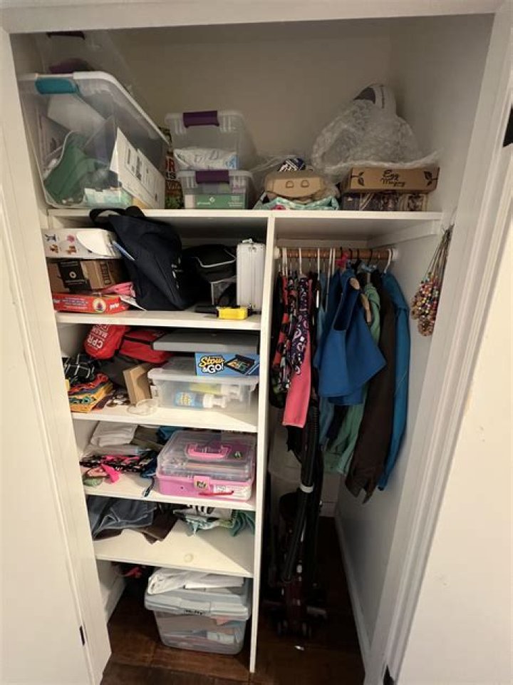 How do you organize a small deep closet