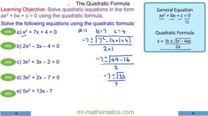How do you solve a quadratic equation in general form?