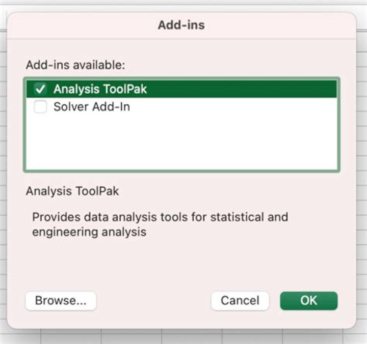 Is analysis ToolPak available for Mac?