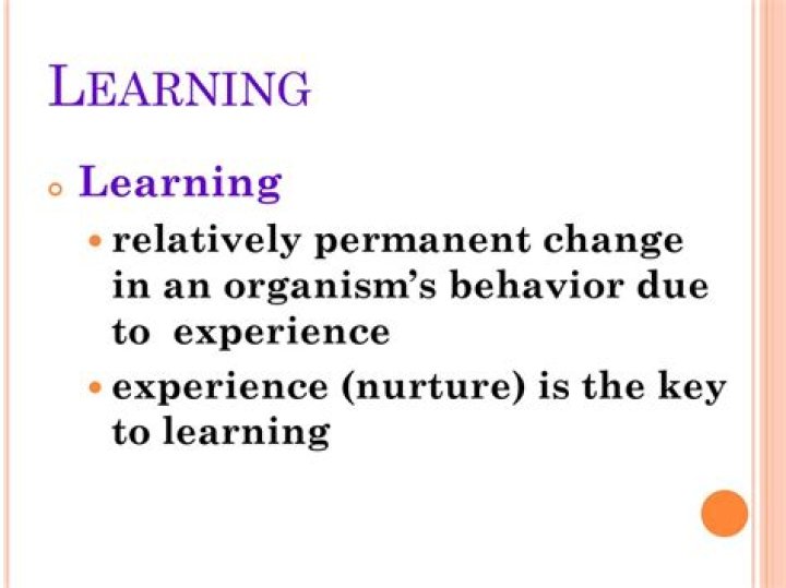 Is defined in psychology as a relatively permanent change in behavior as a result of experience or practice
