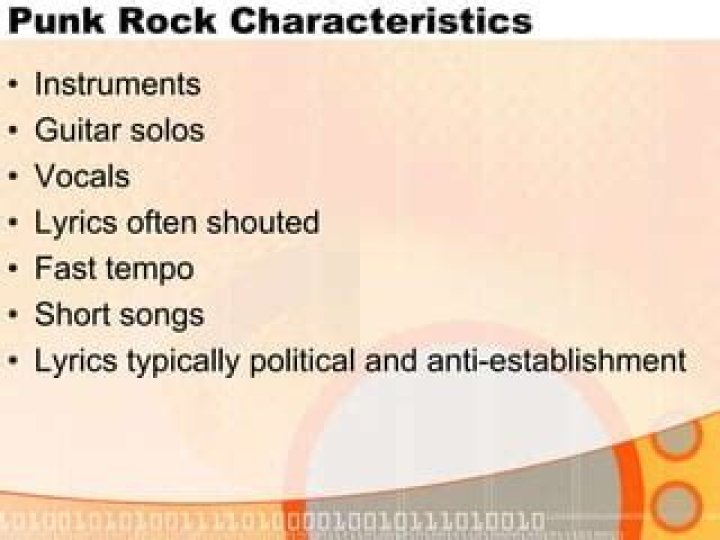 What are 3 characteristics of punk rock?