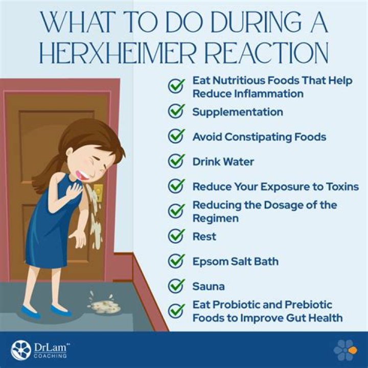 What are the symptoms of a herxheimer reaction?