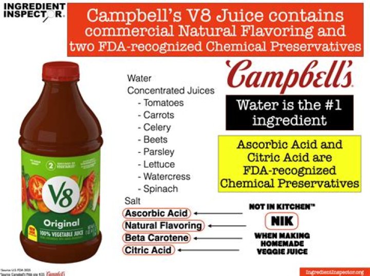 What ingredients are in v8 juice?