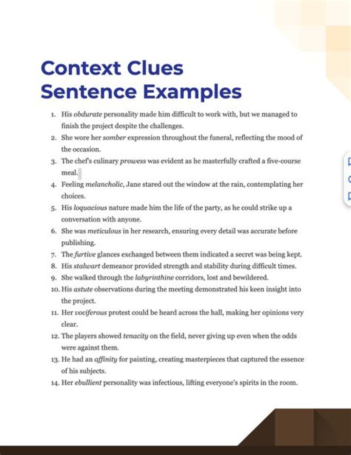 What is an example context clue sentence?