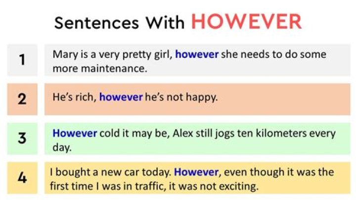 What is an example of however in a sentence?