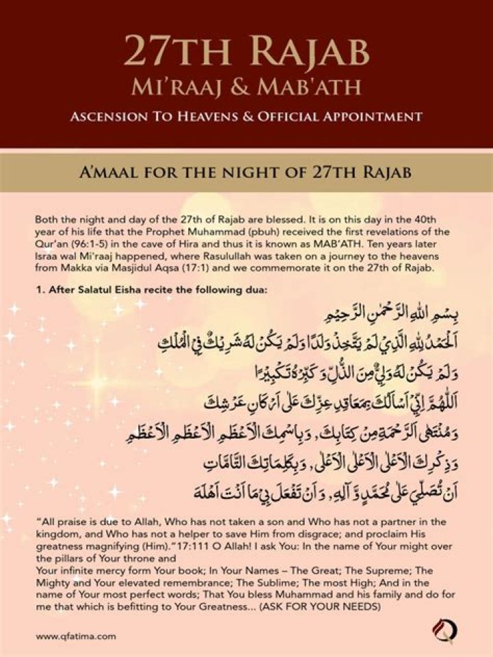 What is importance of 27th Rajab?