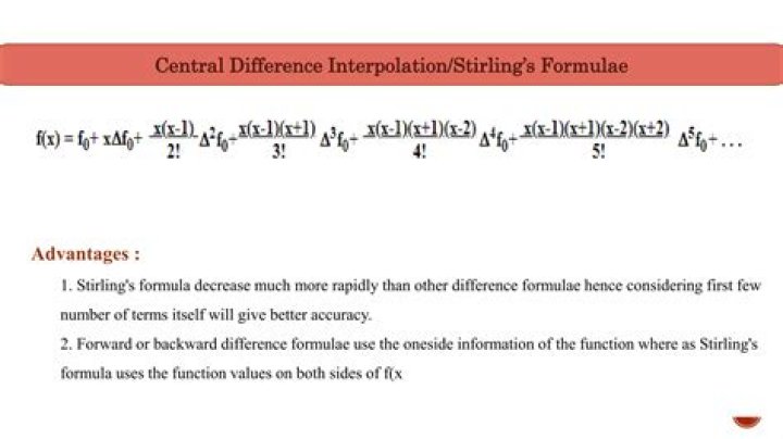 What is Stirling central difference formula?