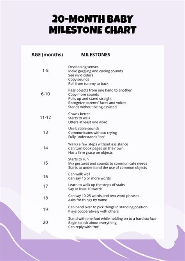 What milestones should a 20 month old be doing?