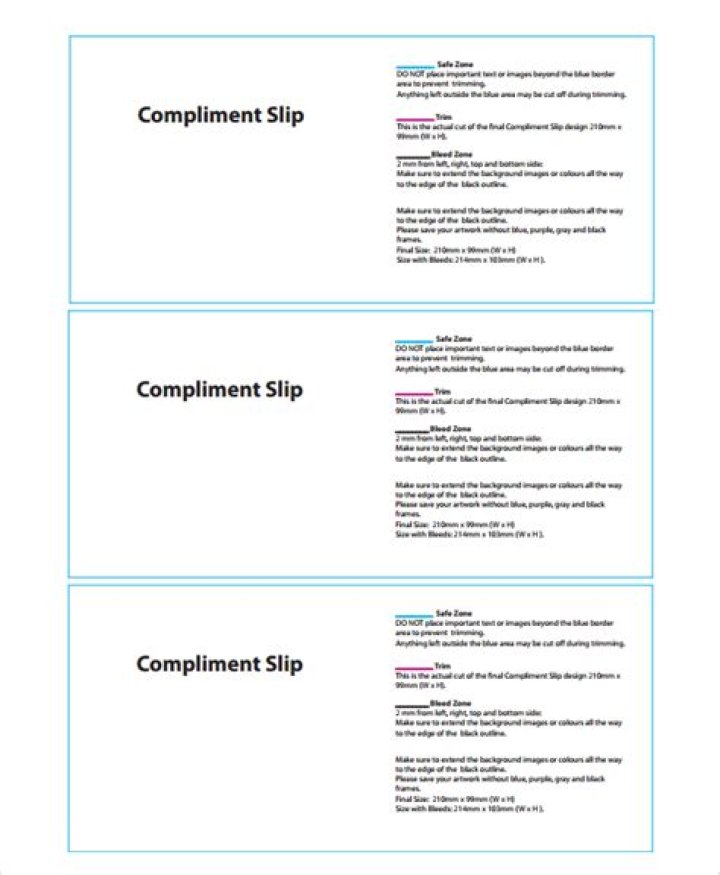 What should a compliment slip include?