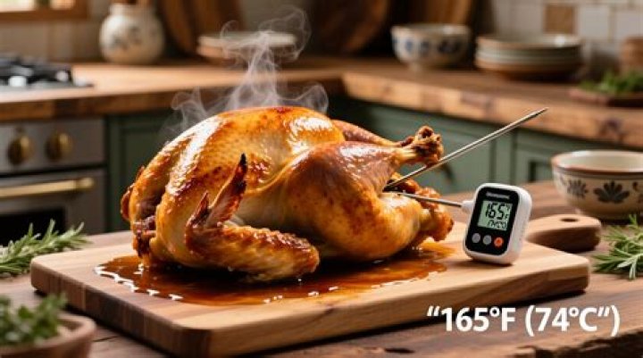 What temperature must turkey thighs reach while cooking?