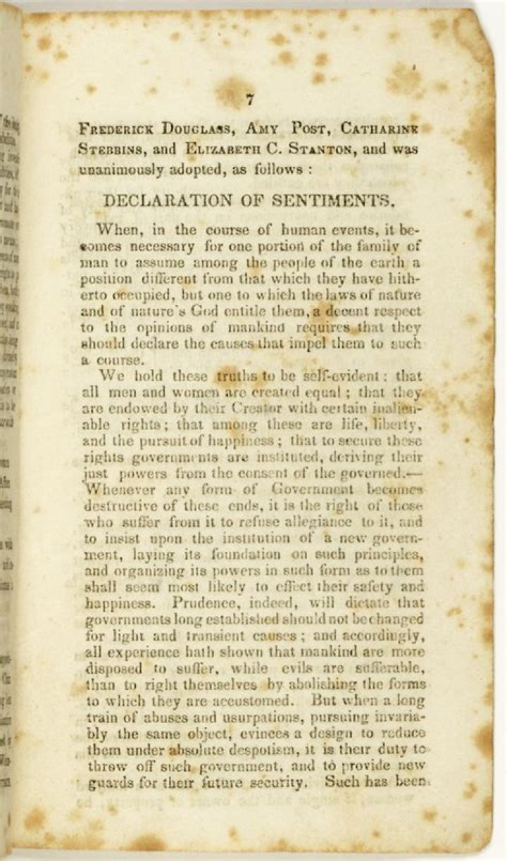 What was the purpose of the Seneca Falls Declaration of Sentiments