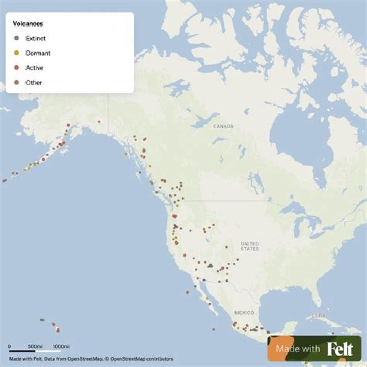 Where are the volcanoes in Nevada located?