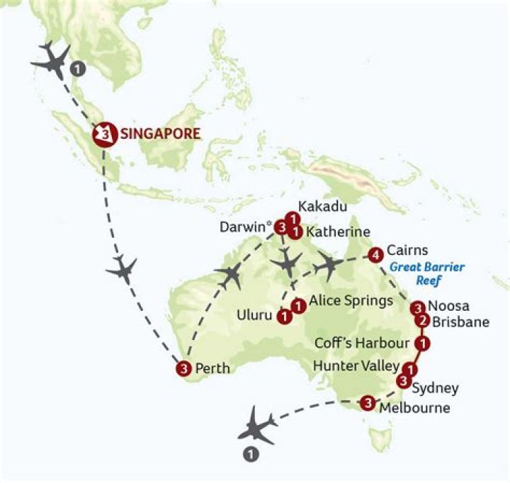 Where can you stop off on the way to Australia?