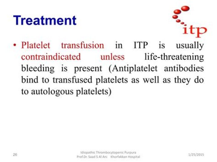 Why is platelet transfusion contraindicated in ITP?